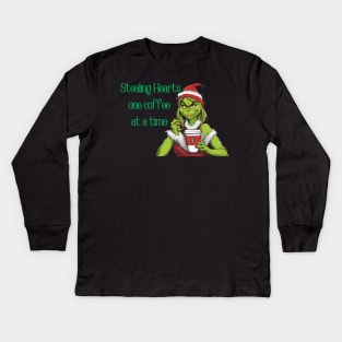 Girl grinch coffee Kids Long Sleeve T-Shirt